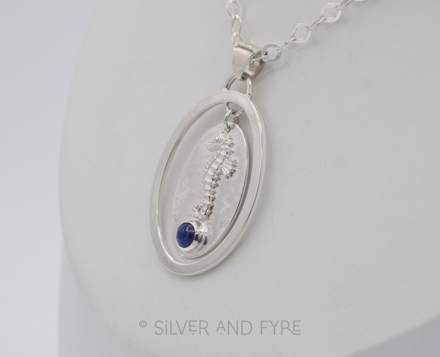 Seahorse with Blue Stone Necklace