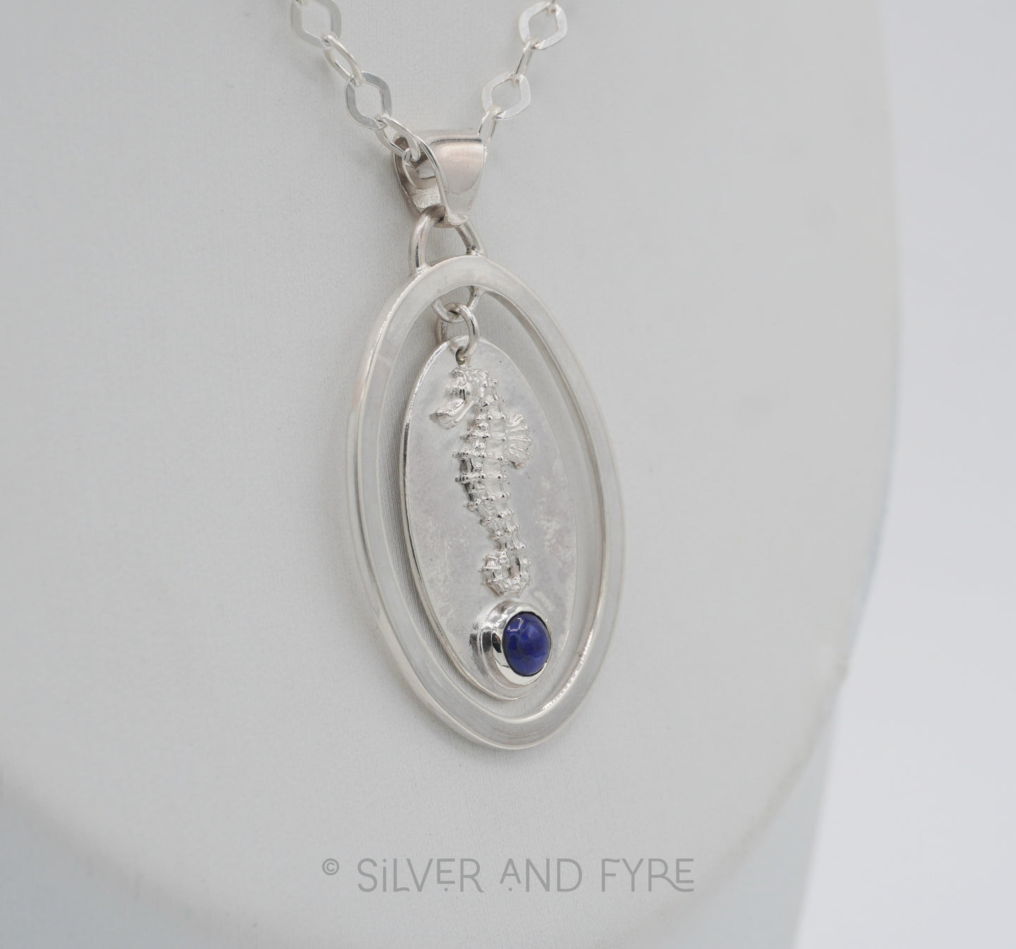 Seahorse with Blue Stone Necklace