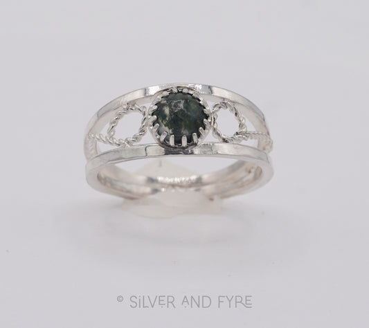 Moss Agate Fancy Swirl Ring