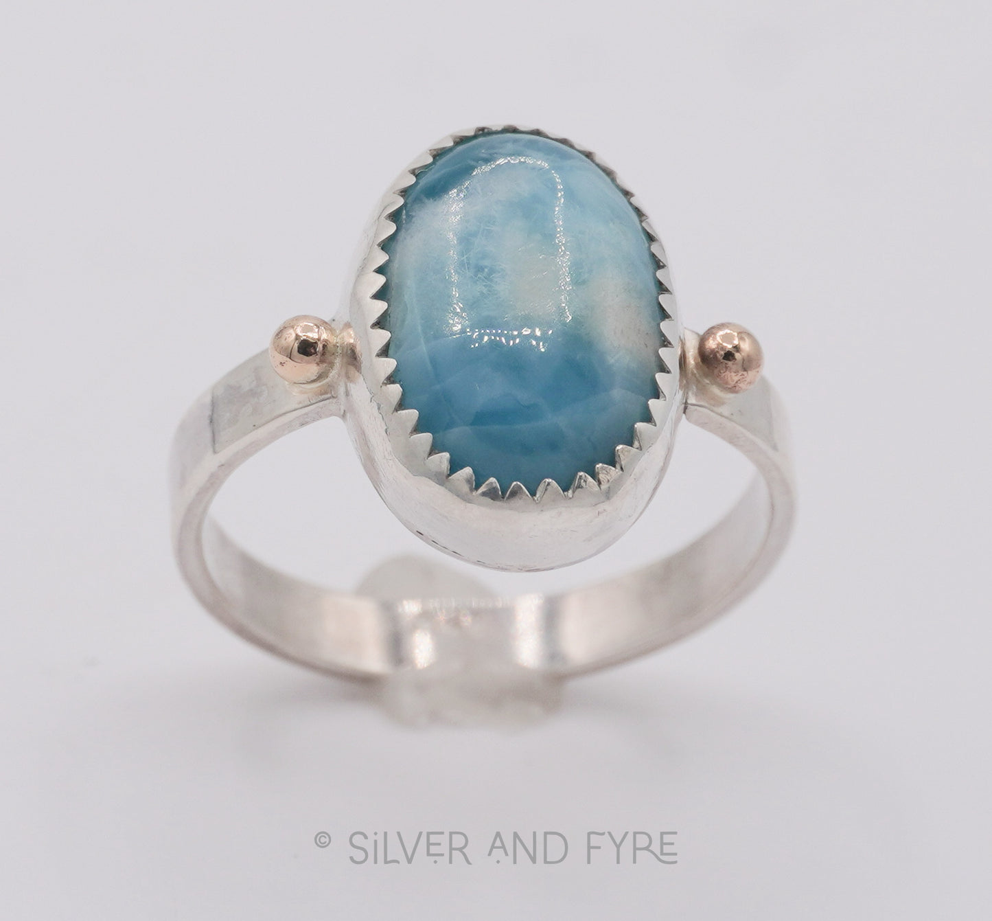 Larimar Ring with Gold Accents