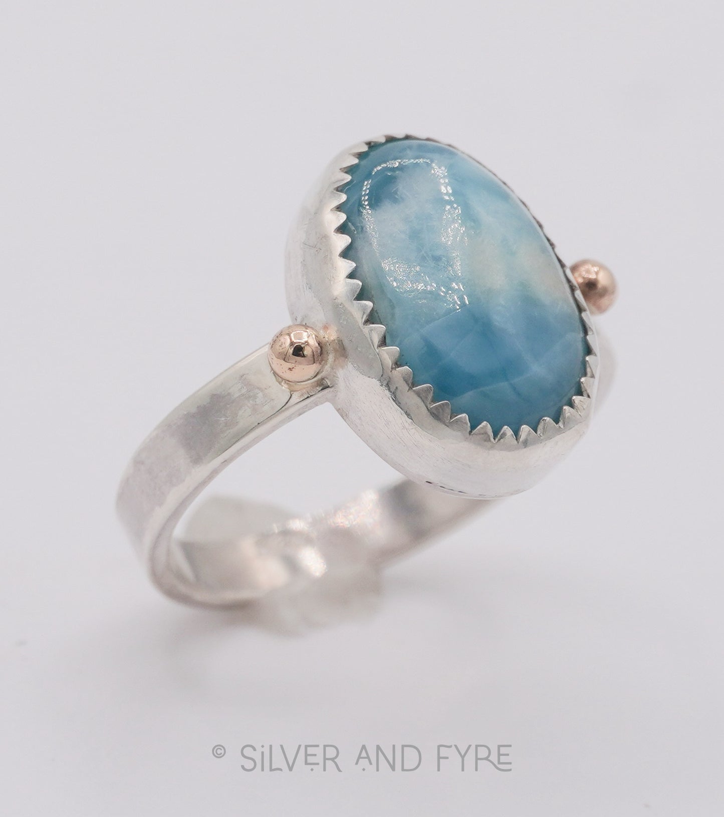 Larimar Ring with Gold Accents