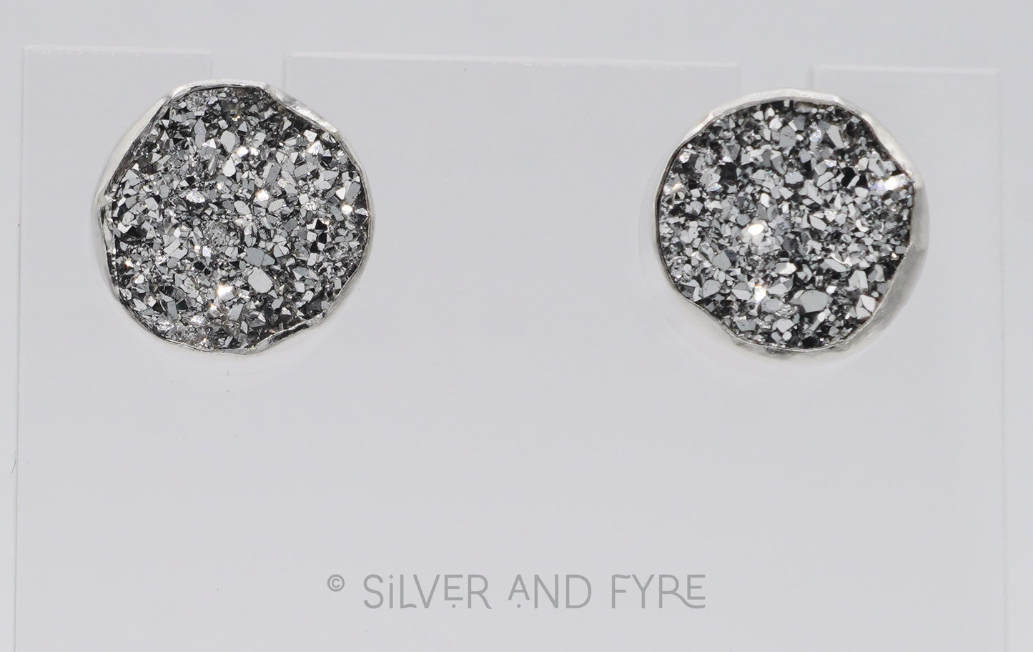 Silver Druzy Post Earrings