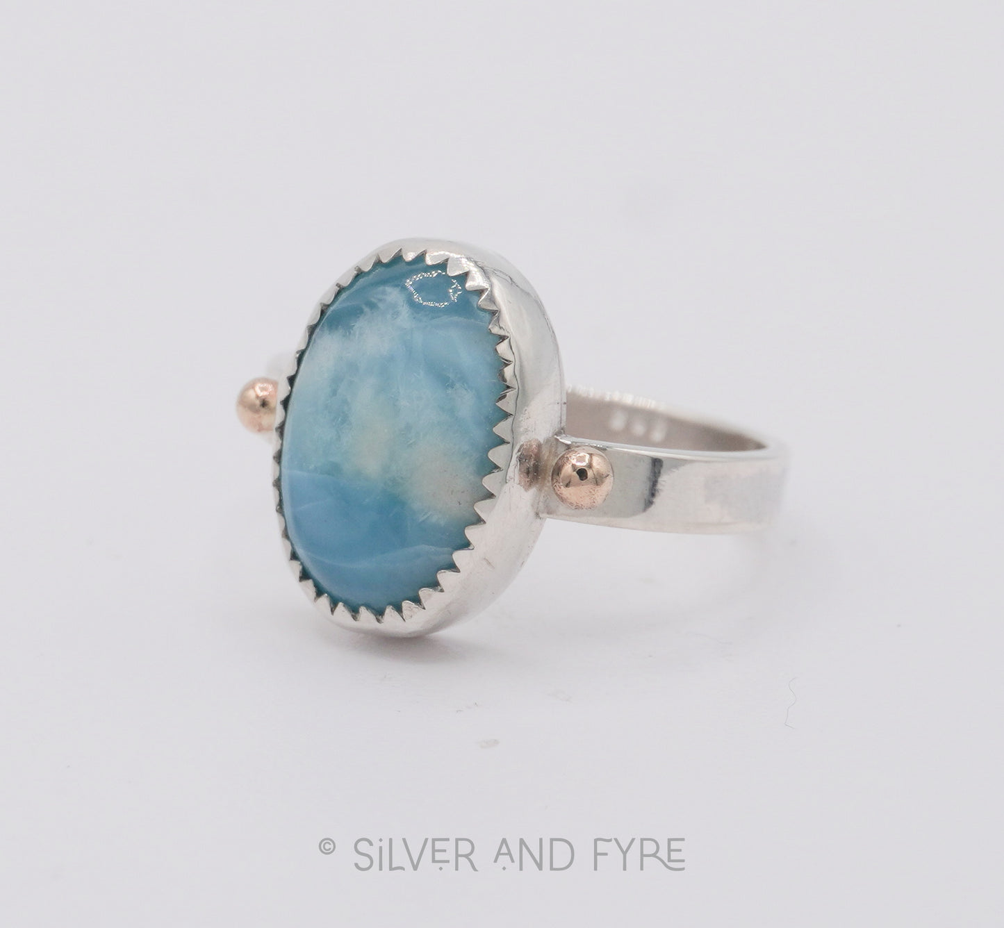 Larimar Ring with Gold Accents