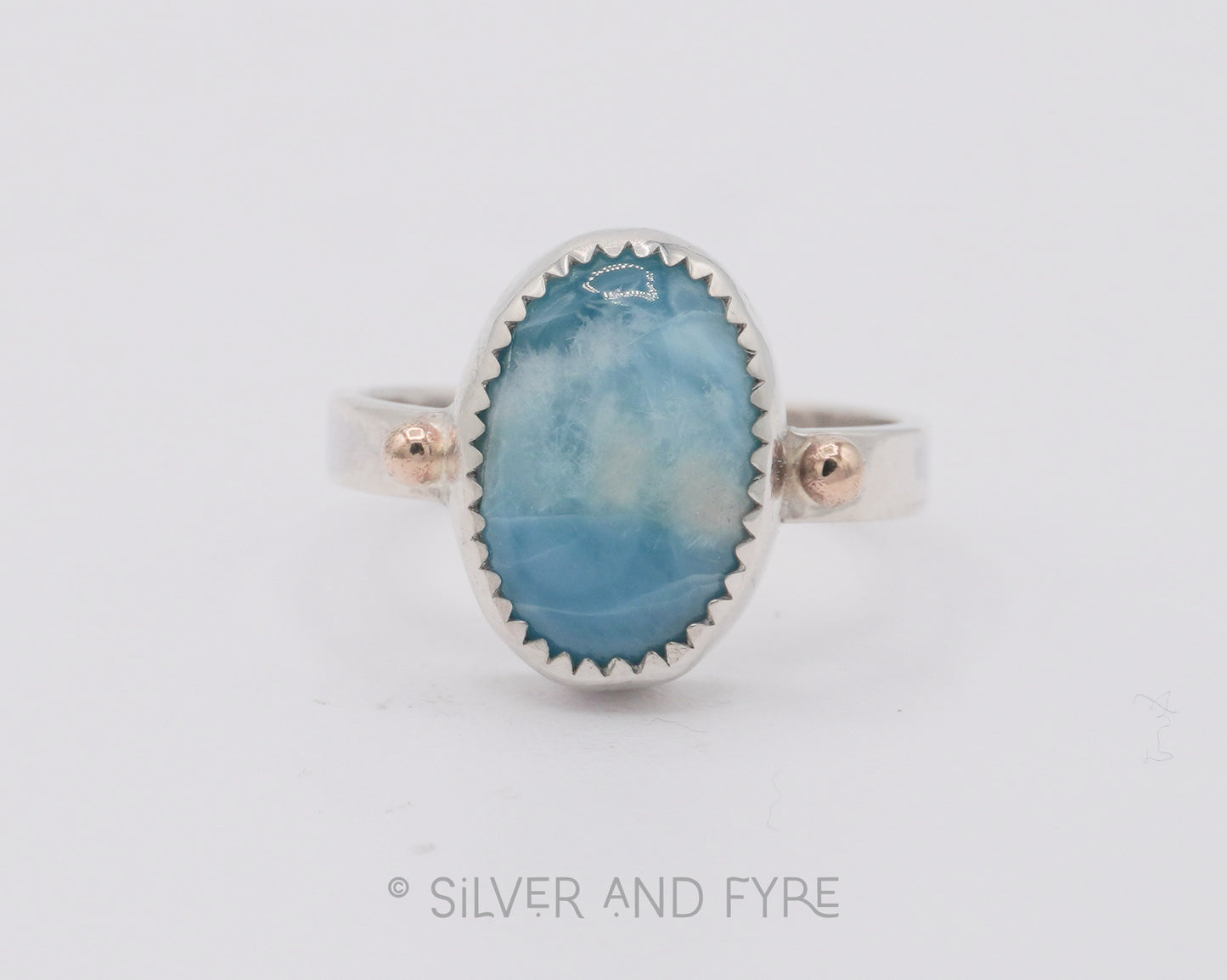 Larimar Ring with Gold Accents