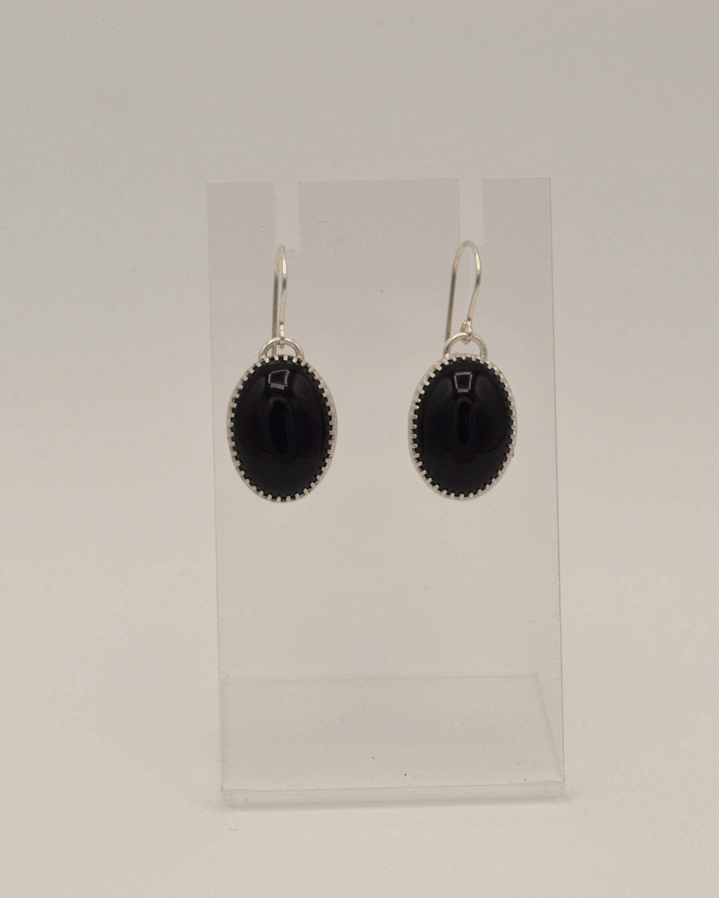Oval Black Onyx Dangle Earrings