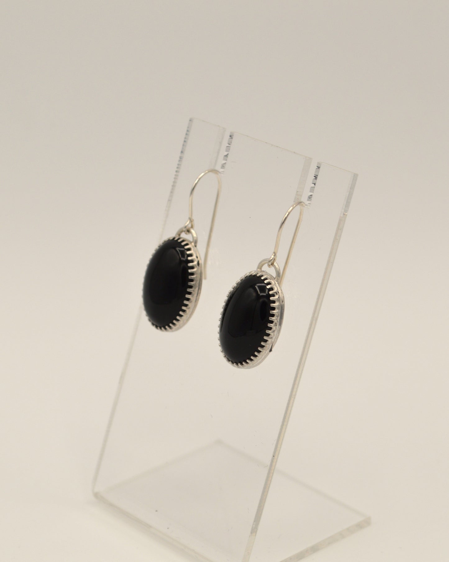 Oval Black Onyx Dangle Earrings